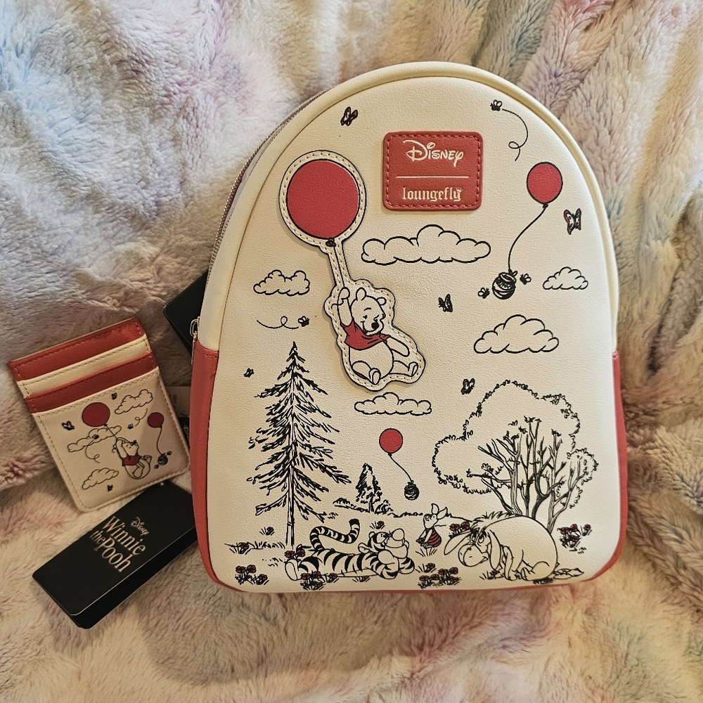 Disney Loungefly Pooh Backpack & Card Case Wallet